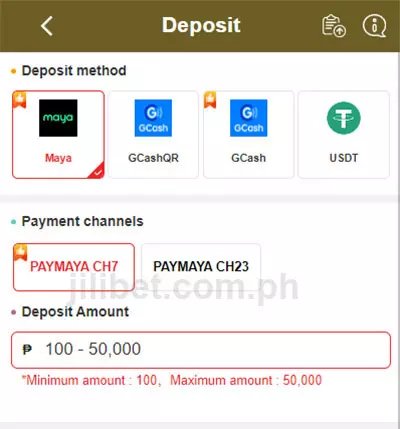 Deposits via E-wallet